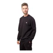 Zwarte Katoenen Sweater met Ronde Hals Hugo Boss , Black , Heren