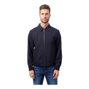 Moderne Blauwe Jas met Fullzip Zakken Hugo Boss , Blue , Heren