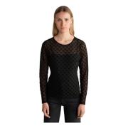 Zwart Fluweel Bloemenpatroon Top Joop! , Black , Dames