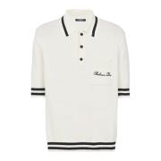 Wollen poloshirt met handtekeningborduursel Balmain , White , Heren