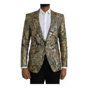 Gouden Jacquard Blazer Slim Fit Dolce & Gabbana , Multicolor , Heren