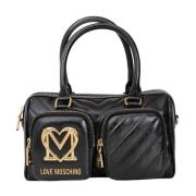 Zwarte handtas met hartlogo Love Moschino , Black , Dames