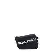 Zwarte Asymmetrische Leren Tas voor Vrouwen Palm Angels , Black , Dame...