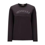 Glitter Logo Longsleeve T-shirt Moncler , Black , Dames