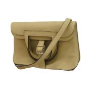 Pre-owned Leather handbags Hermès Vintage , Beige , Dames