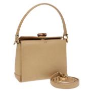 Pre-owned Leather handbags Gucci Vintage , Beige , Dames