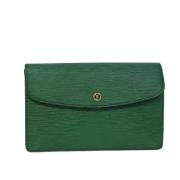 Pre-owned Leather clutches Louis Vuitton Vintage , Green , Dames