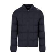 Blauwe Gewatteerde Gewatteerde Jas met Logo Emporio Armani EA7 , Blue ...