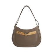 Elegante Grijze Leren Shopper Tas Alviero Martini 1a Classe , Gray , D...