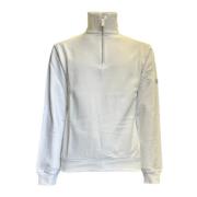 Halve-Zip Katoenen Sweatshirt met Logodetail Gcds , White , Dames