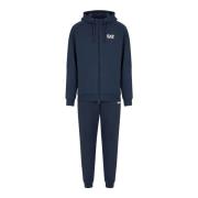 Blauw Katoenen Hoodie Jogger Set Emporio Armani EA7 , Blue , Heren