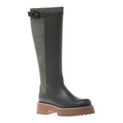 Boots in olive leather and suede Baldinini , Green , Dames