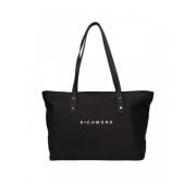 Zwarte Schoudertas met Logo Letters John Richmond , Black , Dames