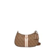 Beige Schoudertas met Gouden Details Guess , Beige , Dames