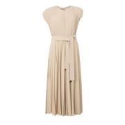 Geplooide midi-jurk met verstelbare riem Max Mara , Beige , Dames