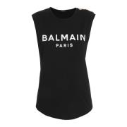 ontworpen katoenen T-shirt met logoprint Balmain , Black , Dames