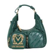 Groene schoudertas met gouden details Love Moschino , Green , Dames