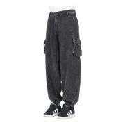 Vintage Wash Cargo Sportieve Broek Adidas Originals , Black , Dames