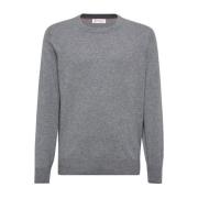 Grijze Crew Neck Sweater Brunello Cucinelli , Gray , Heren