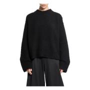 Zwarte Geribbelde Oversized Trui UMA Wang , Black , Dames