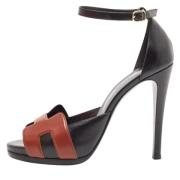 Pre-owned Leather sandals Hermès Vintage , Black , Dames