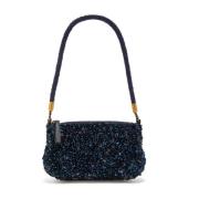 Medium Tweed Paillettes Schoudertas Maliparmi , Blue , Dames