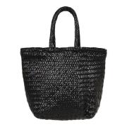 Zwarte Leren Shopper Tas Dragon Diffusion , Black , Dames