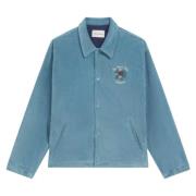 Blauw Grijs Corduroy Jack met Slogan Print Drole de Monsieur , Blue , ...