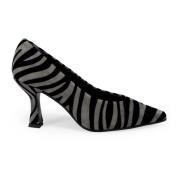 Zebra Print Suède Pumps Grijze Hak Sangiorgio , Gray , Dames