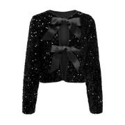 Paillet Strik Top Pullover Only , Black , Dames