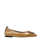 Bruin Leren Ballerina Elegante Stijl Tory Burch , Brown , Dames