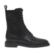 Zwarte leren veterschoenen Tory Burch , Black , Dames