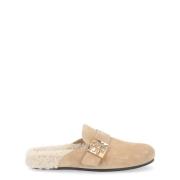 Shearling Mule Instap Schoen Tory Burch , Brown , Dames