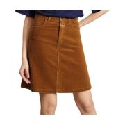 Bruine Corduroy A-Lijn Minirok Closed , Brown , Dames