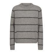 Slim Stripe Crewneck Gebreide Trui MOS Mosh , Gray , Dames