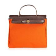 Pre-owned Leather handbags Hermès Vintage , Orange , Dames