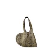 Python Mini Heart Tote Bag Groen Coperni , Green , Dames