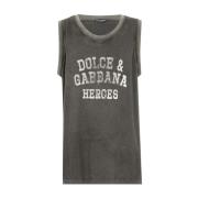 Grijze Jersey Tanktop met Logoprint Dolce & Gabbana , Gray , Heren