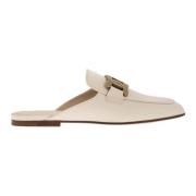 Verfijnde zwarte leren slippers Tod's , Beige , Dames