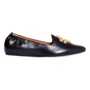 Zwarte leren mocassin met gouden logo Tory Burch , Black , Dames