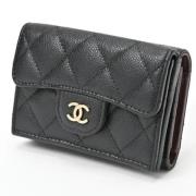 Pre-owned Leather wallets Chanel Vintage , Black , Dames