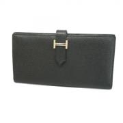 Pre-owned Leather wallets Hermès Vintage , Black , Dames