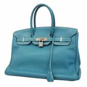 Pre-owned Leather handbags Hermès Vintage , Blue , Dames