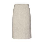 Linnenmix Midi Potloodrok Modström , Beige , Dames