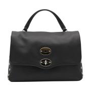 Zwarte leren Postina S handtas Zanellato , Black , Dames