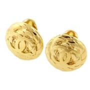 Pre-owned Metal earrings Chanel Vintage , Yellow , Dames