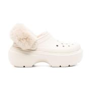 Witte Gevoerde Klomp Sandalen Crocs , White , Dames