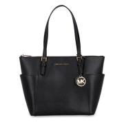 Saffiano Leren Tote Tas Michael Kors , Black , Dames