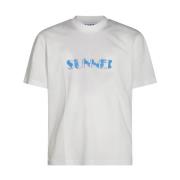 Off White Katoenen T-shirt en Polo Sunnei , White , Heren