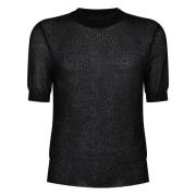 Zwart Crewneck T-shirt Semitransparant Korte Mouw Ami Paris , Black , ...